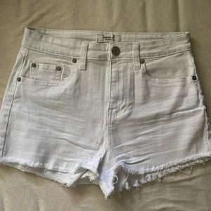 White high rise cut off jean shorts